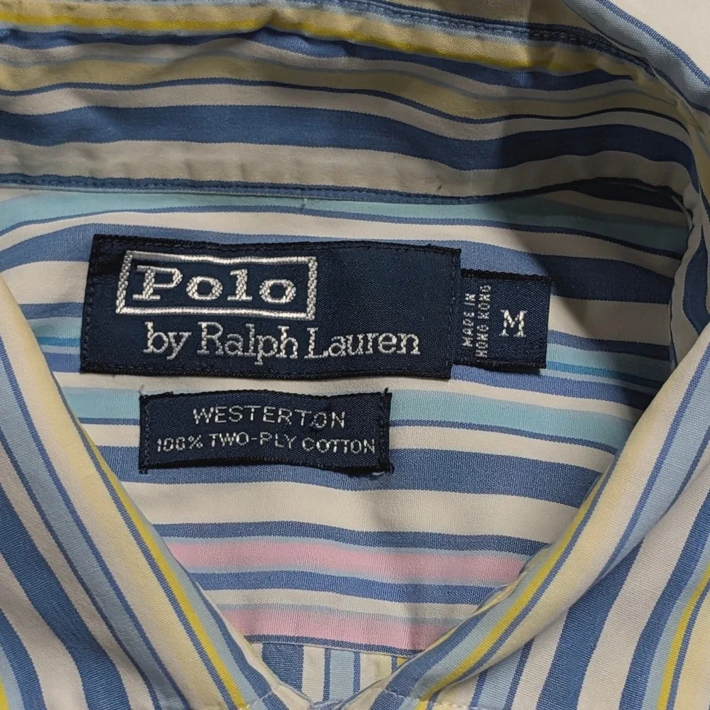 Polo Ralph Lauren Mens Multi Color Striped Cotton Button Down Shirt Large